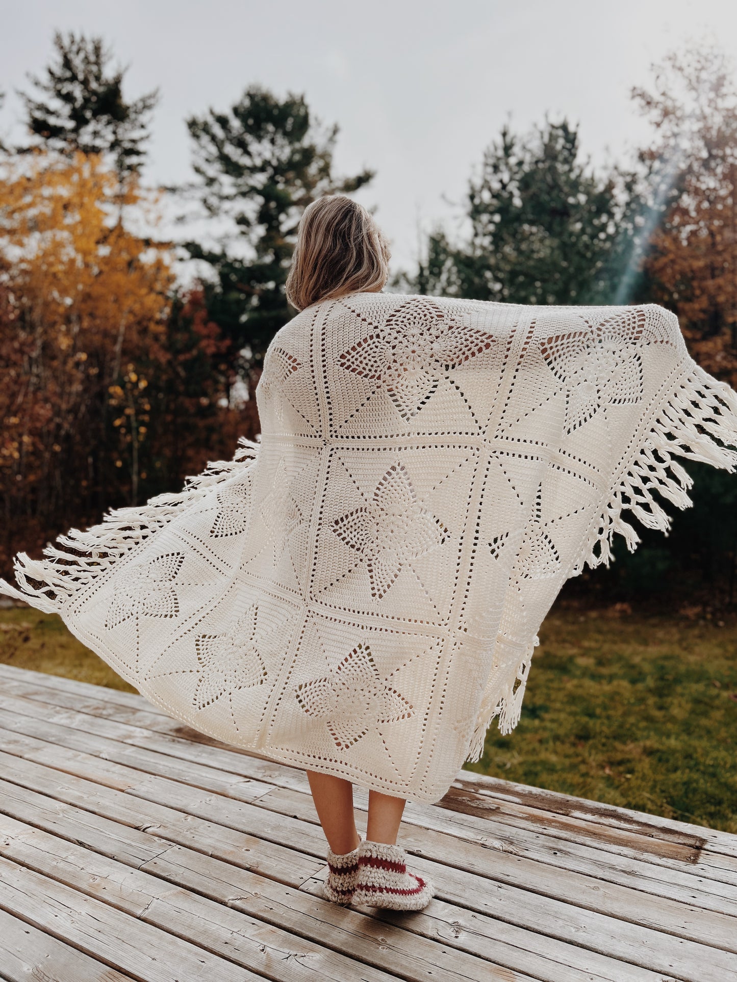 Star Pattern with Fringe Kids/Adult Blanket